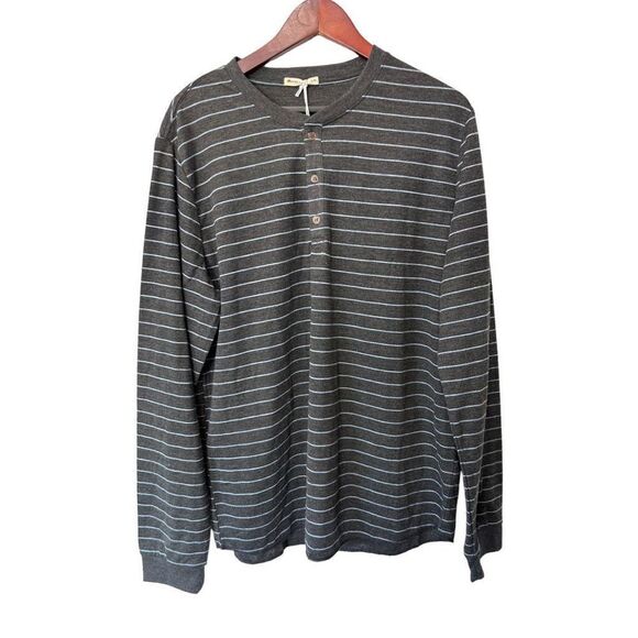 Marine Layer Henley Dark Heather Gray Striped Long Sleeve Size L/XL
